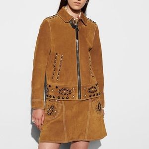 COACH Women’s Brown Suede Stud Jacket